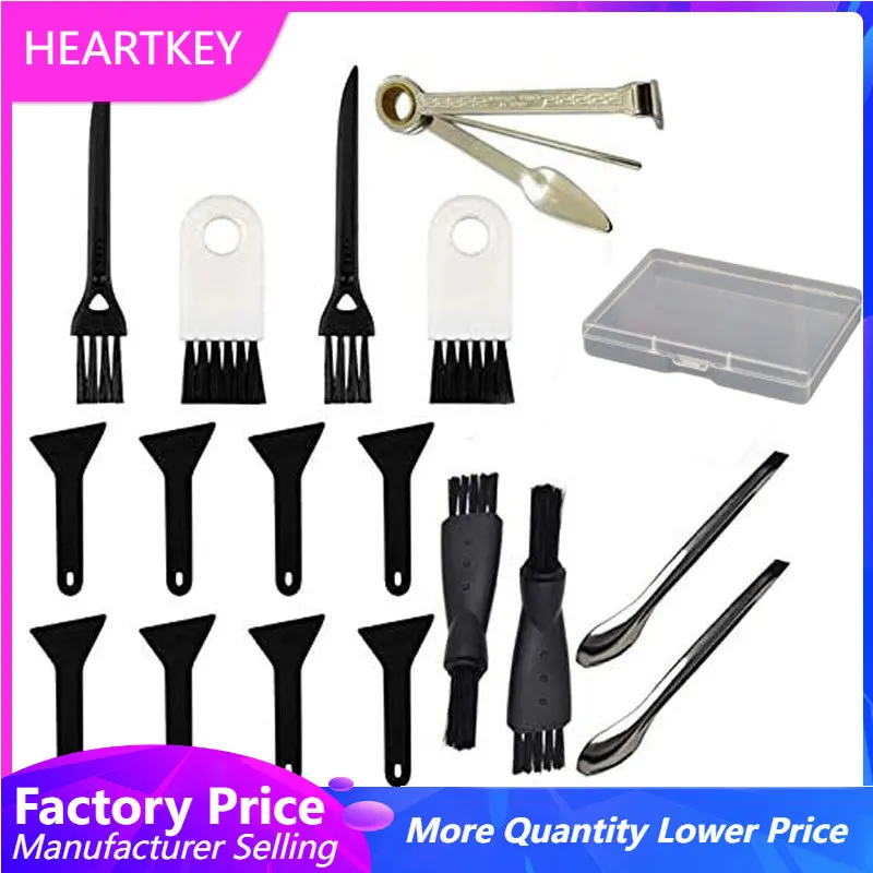 

Cleaning Tool 18PCS Scrapers Kit Herb Grinder Stainless Steel Spatula Plastic Black Scrapers,LoutLivs Brushes and Spoons Kit