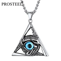 prosteel evil eye protection hands triangle vintage pendant stainless steel necklace for men women black18k gold tone psp40003