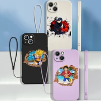 anime character breaking the wall for apple iphone 13 12 11 pro max mini xs xr x 8 7 6s 6 plus liquid rope phone case capa cover