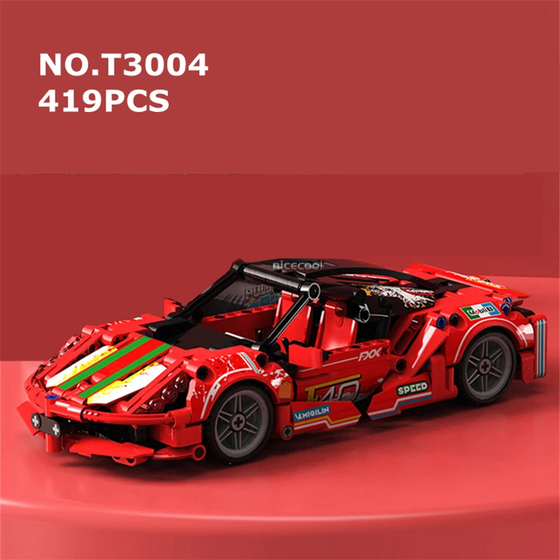 419Pcs Ferrari Enzo Pagani McLaren Bugatti Rambo Model Pull Back Car Creative Compatible MOC Building Blocks Bricks Toys Gifts | Игрушки и