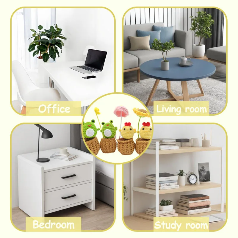 Креативный вязаный вручную цыпленок-лягушка комнатное украшение для растений