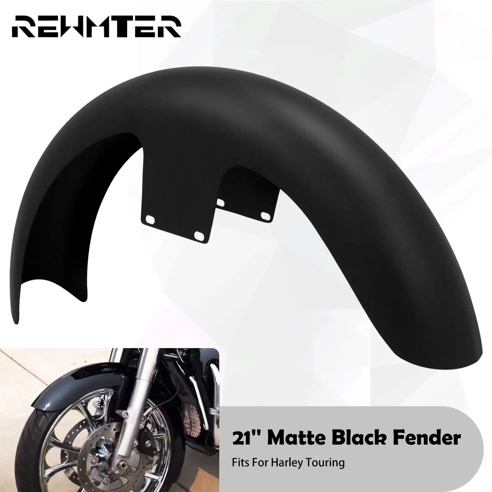 

Motorcycle Matte Black 19" Wheel Wrap Front Fender Mudguard For Harley Touring CVO Electra Street Glide Custom Baggers FLHR FLH