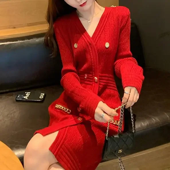 Твидовое женское осенне-зимнее вязаное платье чувственная ниша сладкая пряная