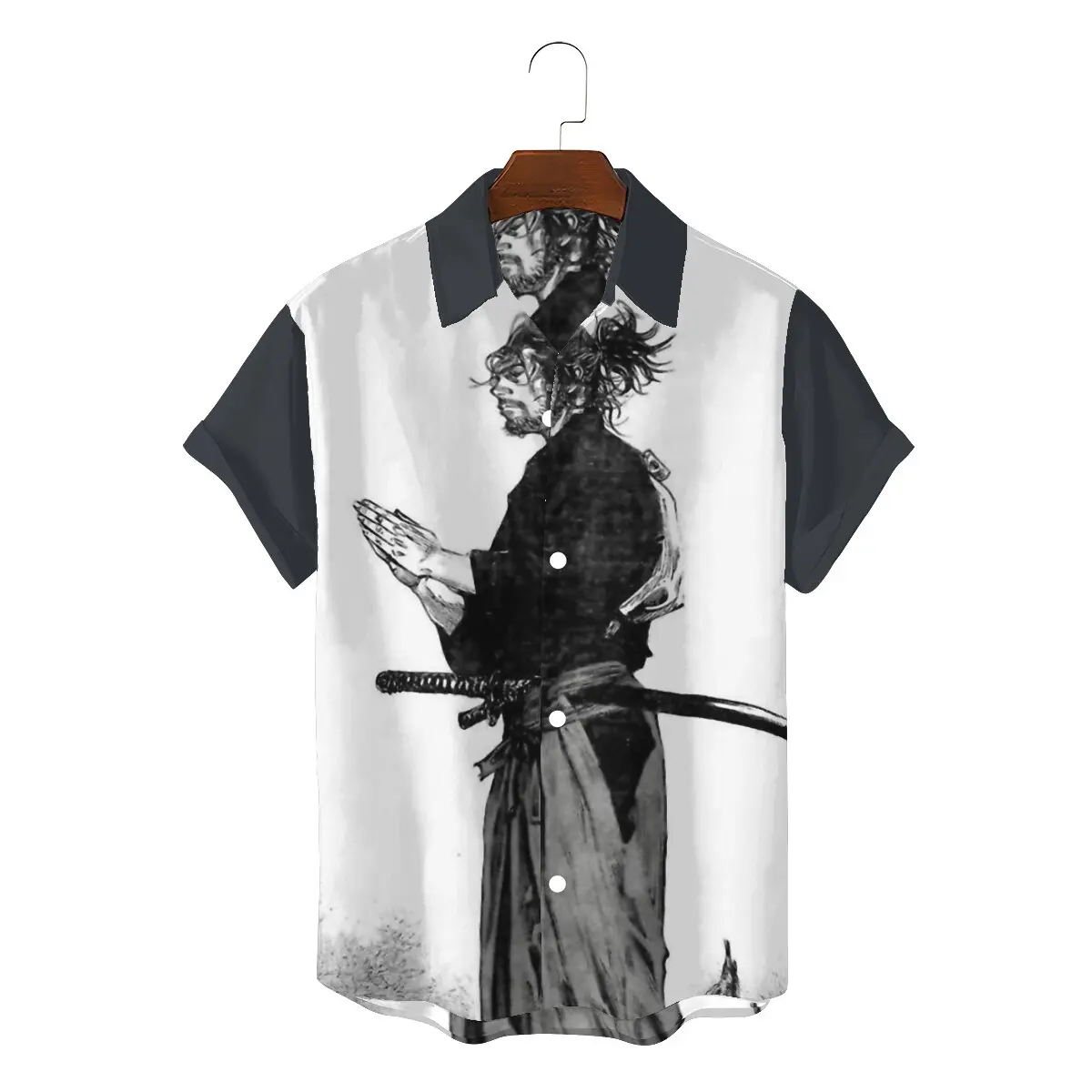 

Manga Samurai 2022 Man's Novelty Hawaii Shirts Vagabond Miyamoto Musashi Sasaki Kojiro Manga Square Neck Short Sleeve 3D Shirt