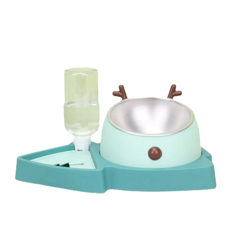 

Pets Automatic Drinking Water Double Bowl Feeder Stainless Steel Cat Food Bowl Protecting Cervical Dog Slow Food Bowl