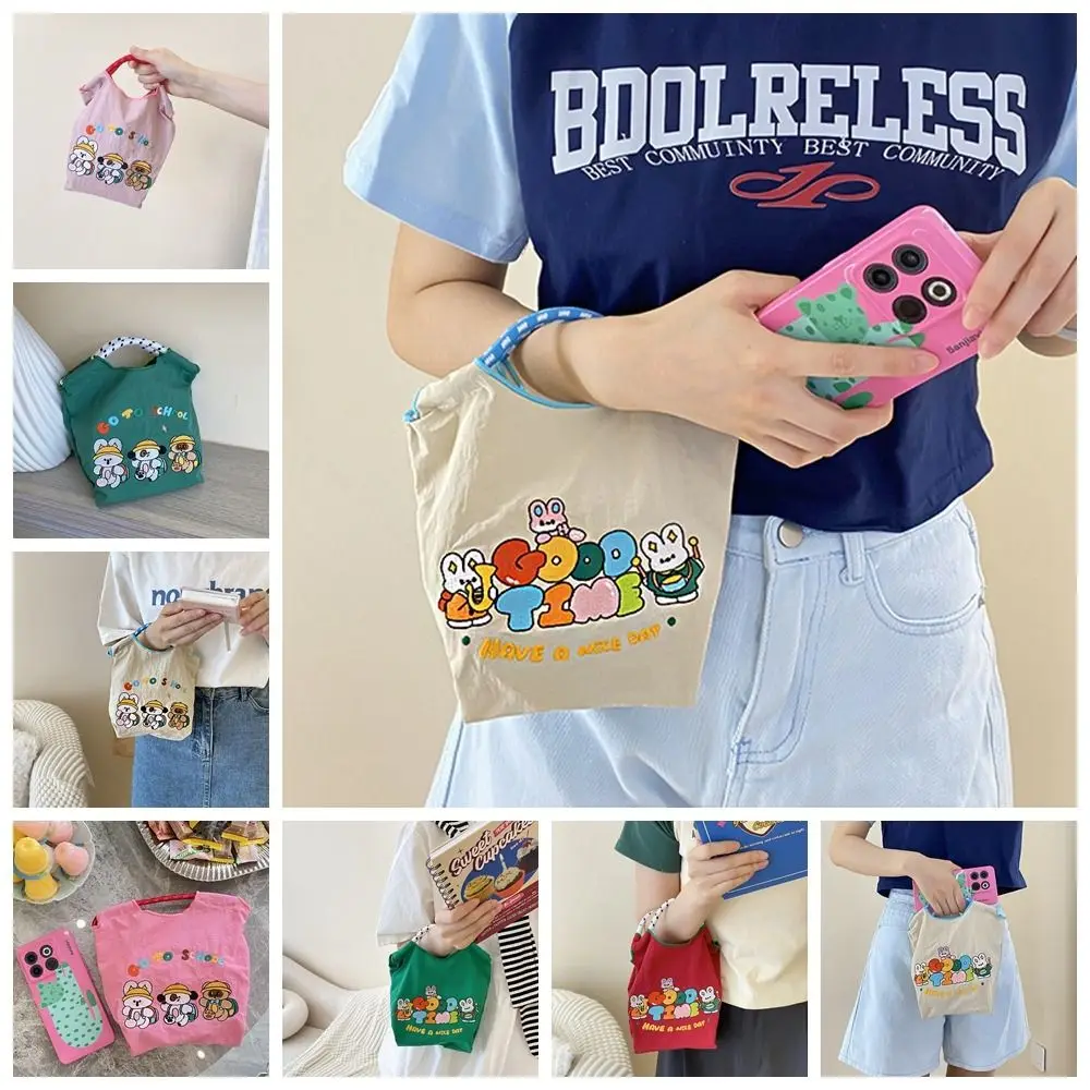 

Japanese Cute Cartoon Handbags for Women Girls Embroidered Nylon Portable Lightweight Crossbody Bag Cellphone Bags