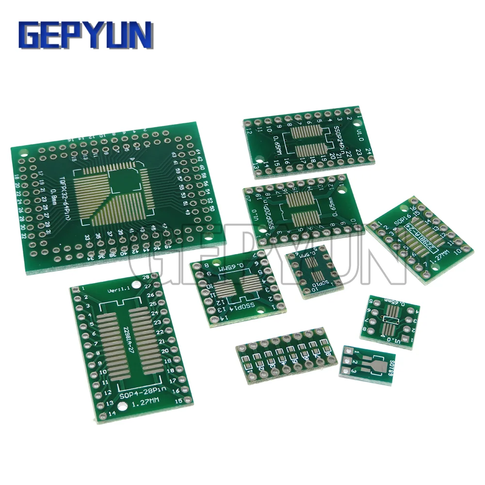 

10PCS PCB Board SMD Turn To DIP SOP MSOP SSOP TSSOP SOP 8/16/14/20/24/28P SOT89 SOT23 SOT223 to DIP