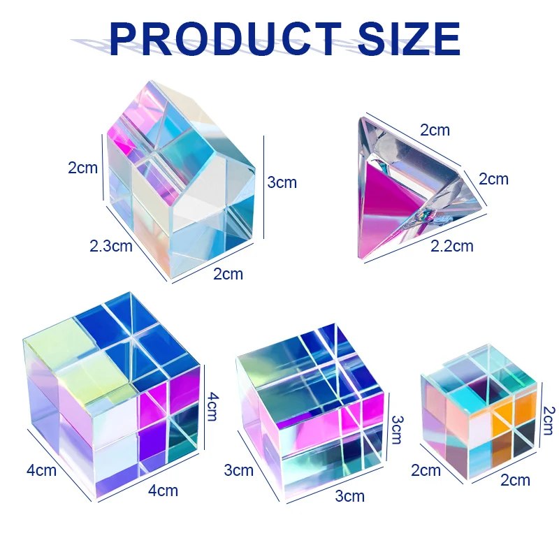Фото Мини K9 Кристаллическая призма Куб Оптическое стекло RGB Дисперсия Призма X-Cube для преподавания физики Художественный декор Изготовление ювелирных изделий Ремесло DIY №2