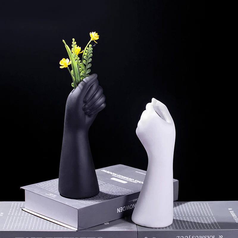 

Resin Hand Shape Flower Pot Creative Simple Home Ornaments Statues Dried Flower Container Vase Desktop Decor Art Table Sculpture
