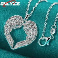 925 sterling silver frosted heart hollow pendant necklace 16 30 inch snake chain ladies party engagement wedding jewelry