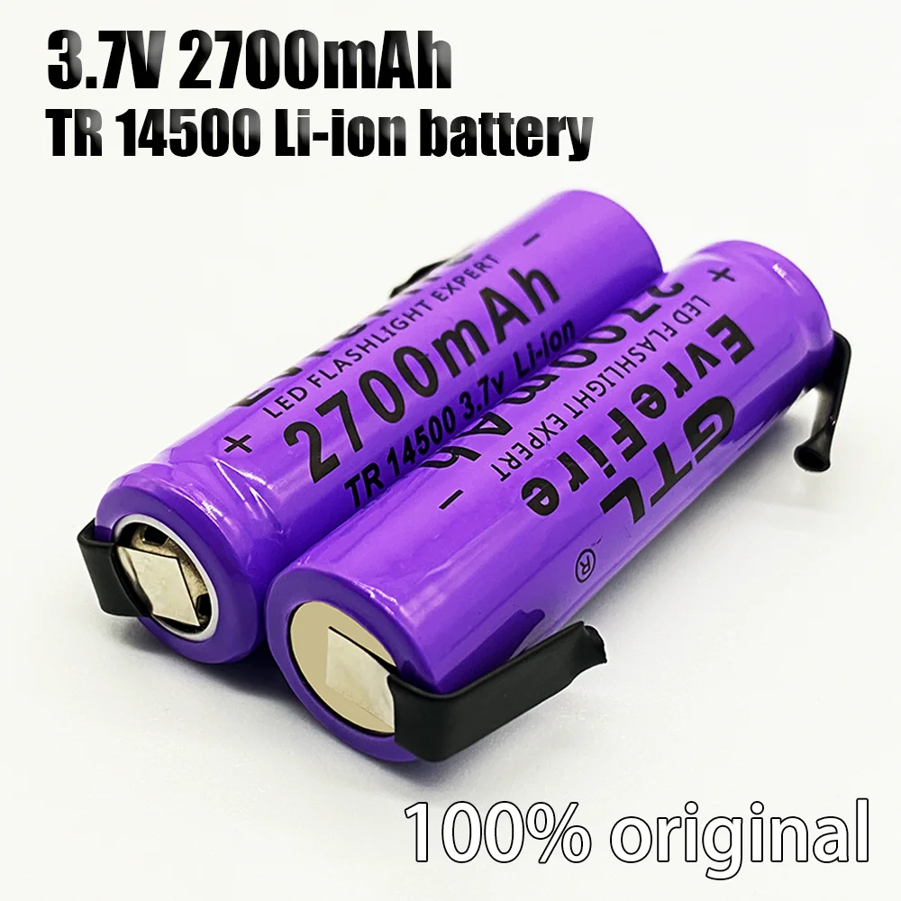 

New 14500 lithium battery3.7V2700 mah rechargeable battery Welded Nickel Foil bateria used in toy LED flashlight