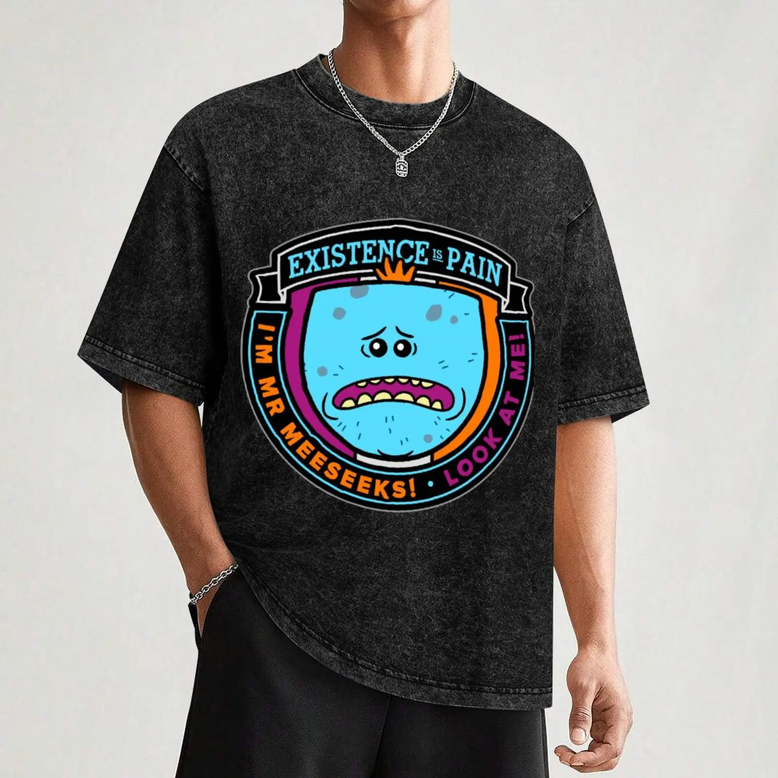 Фото Футболка с логотипом Existence Is Pain Mr. Meeseeks, спортивная базовая футболка с короткими рукавами №3