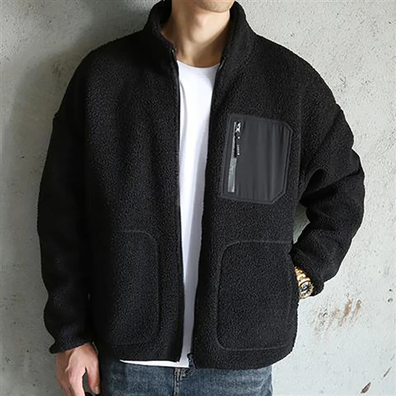 Lamb Wool Coat Men's Cotton Coat Cashmere Thickened Cotton Coat in Autumn And Winter Lamb Wool Cotton Coat Fashion men jacket