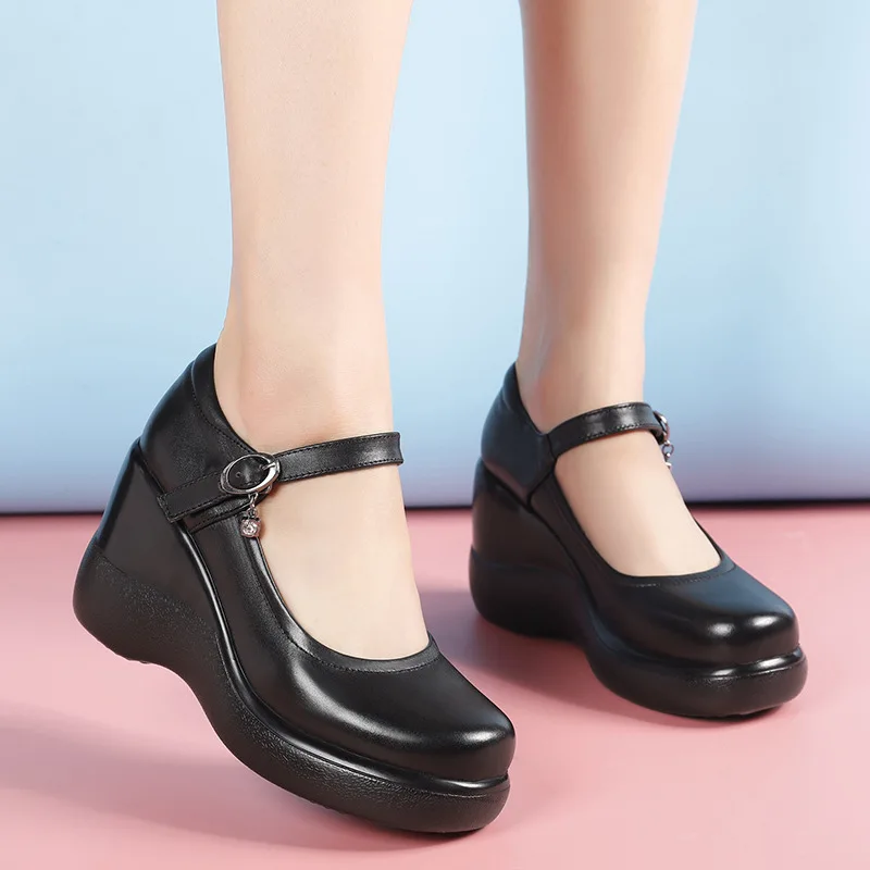 Женские туфли из натуральной кожи на высоком каблуке 8 см размеры 32-43