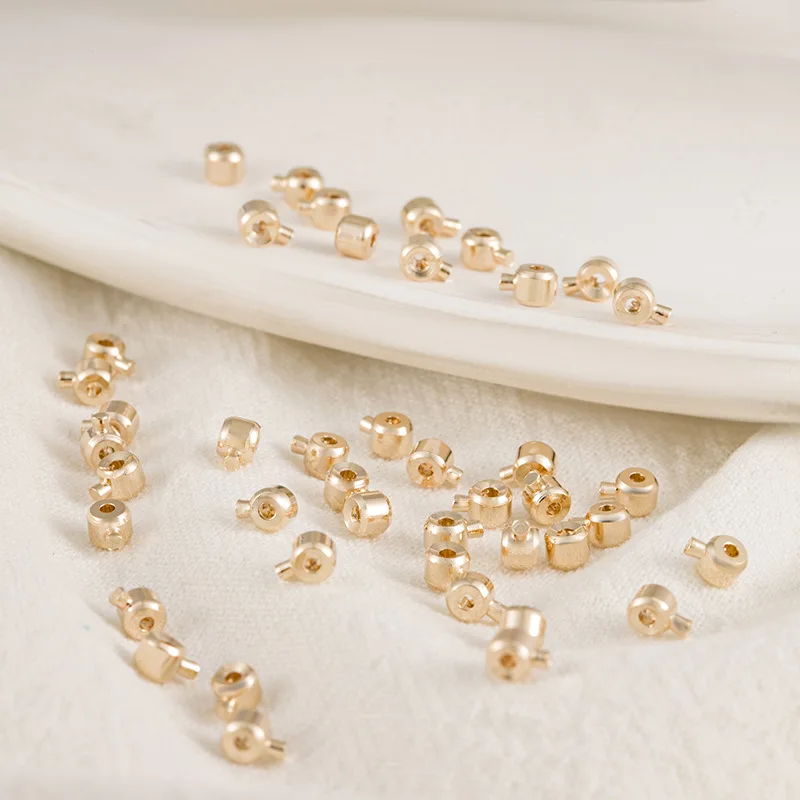 15pcs Crimp End Beads Copper Covers  Stopper Spacer Diy Bracelet Jewelry Making Handmade Craft Findings Wholesale