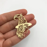 261224pcs brass witch charm witch pendant witch hat charm witch girl face charmwitch jewelry laser cut jewelry supplies