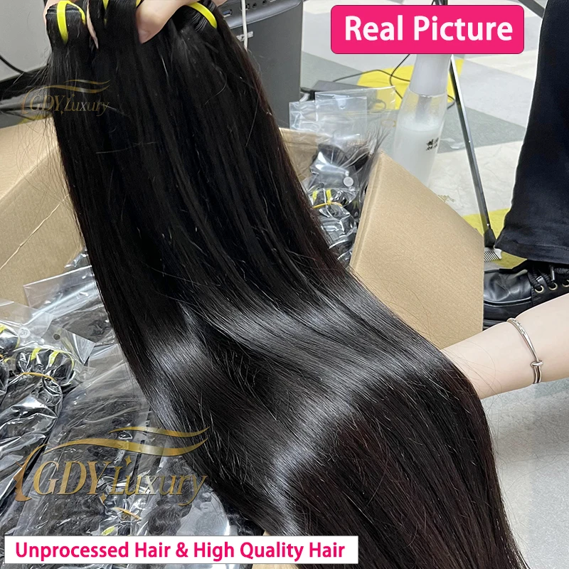 12A Вьетнамские пучки необработанных волос прямые 100% человеческие волосы # 1B