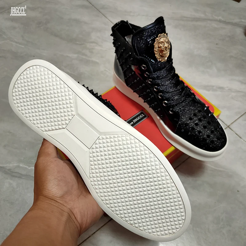 Мужские повседневные ботинки на плоской подошве с блестками