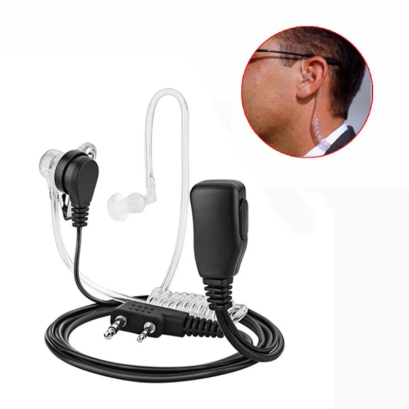 

2 Pin PTT MIC Headset Covert Acoustic Tube In-ear Earpiece For Kenwood TYT Baofeng UV-5R BF-888S CB Radio Accessories