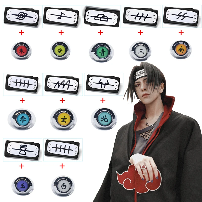 Кольца Akatsuki повязки на голову аниме Наруто Учиха Итачи Дейдара косплей красное