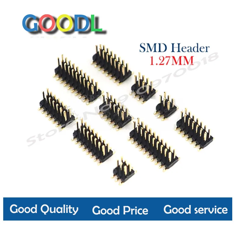 

10PCS SMD SMT 2*2/3/4/5/6/7/8/9/10/12/16/20/40/ 50PIN double row male PIN HEADER 1.27MM PITCH Strip Connector 2x/6/8/10/20