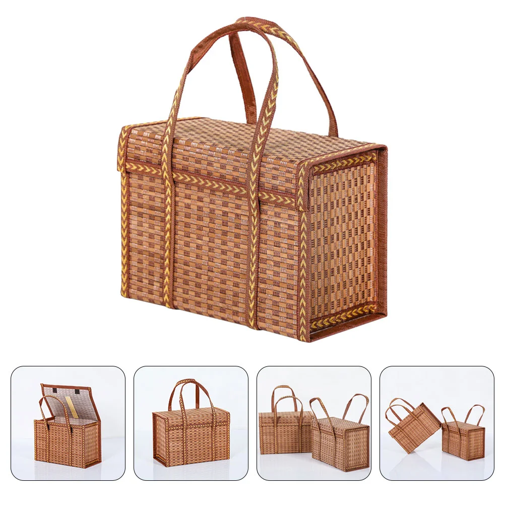 

Basket Baskets Storage Picnic Organizing Woven Wicker Easter Egg Fruit Sundries Straw Handmade Bread Bamboo Rattan Holder
