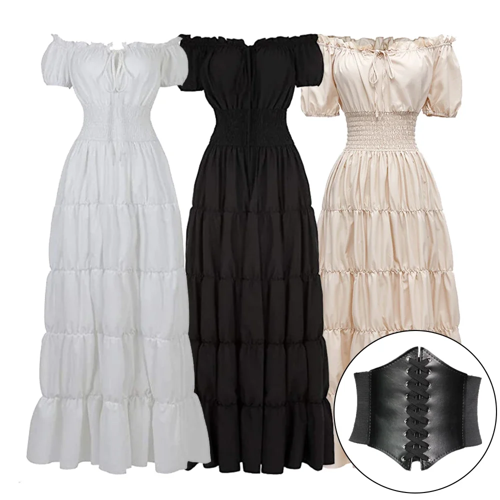 w średniowiecznym stylu damskim przebranie na karnawał z krótkim rękawem wiktoriański gotycki kostium pirata Halloween kar...