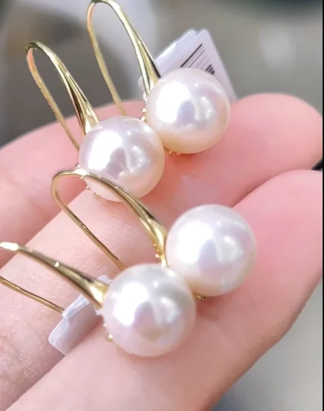 

On Sale Pure 925 Sterling Silver 7-8mm Japan Origin Salt Water White Akoya Pearls Studs Earrings Women Fine Pearl Earrings