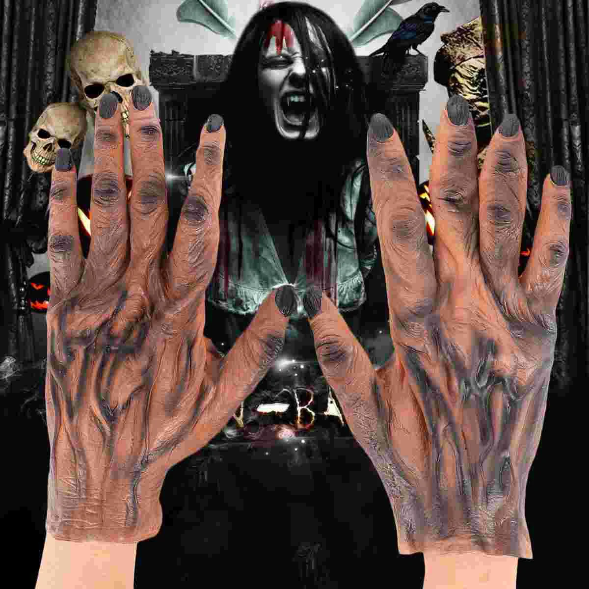 

1 Pair Cosplay Werewolf Gloves Halloween Decoration Scary Costume Props (Brown)