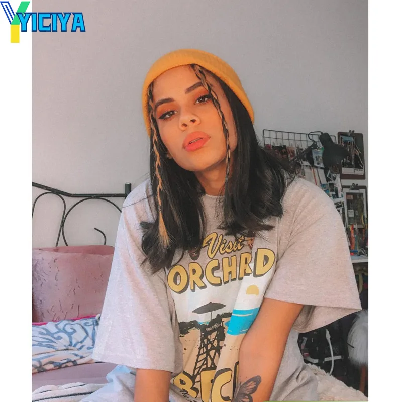 

YICIYA, футболка с коротким рукавом, летняя Женская Базовая футболка с коротким рукавом 2022, женская модная футболка с принтом для женщин