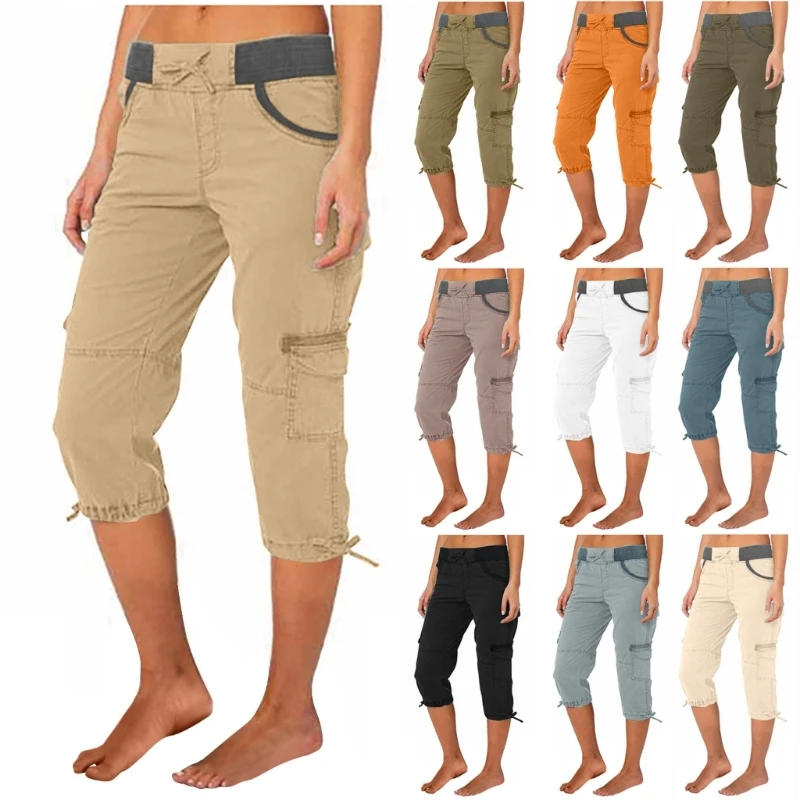 

Womens Capris with Pockets Loose Fit Casual Pants Lightweight Ladies Baggy Cargo Pants for Hiking 10CE