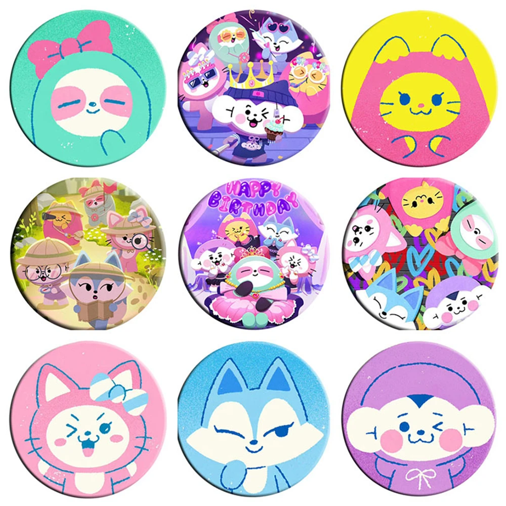 KPOP ITZY MDZY мультяшный круглый жестяной значок брошь с зеркальной подвеской брелок