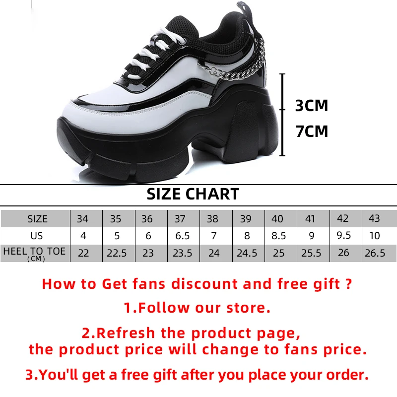 10cm Elevator Shoes Metal Decoration Ankle Boot Platform Wedge Women Casual  Autumn Super High Hidden Heel Sneakers Shoes