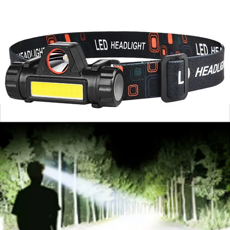 

Bicycle LED Headlamp 10W Portable Powerful XPE+COB USB Rechargeable Headlight Built-in Battery Waterproof Head Torch Head Lamp