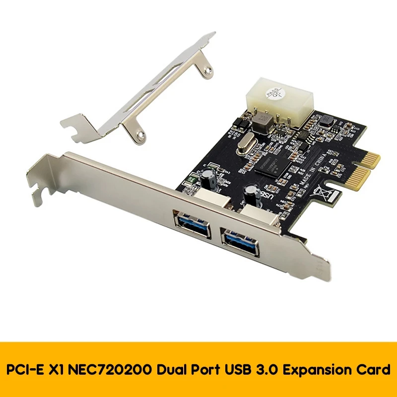 

NEC720200 PCI-E X1 Riser Card Dual Port USB 3.0 Expansion Card 5G Rate External USB Master Conversion Card