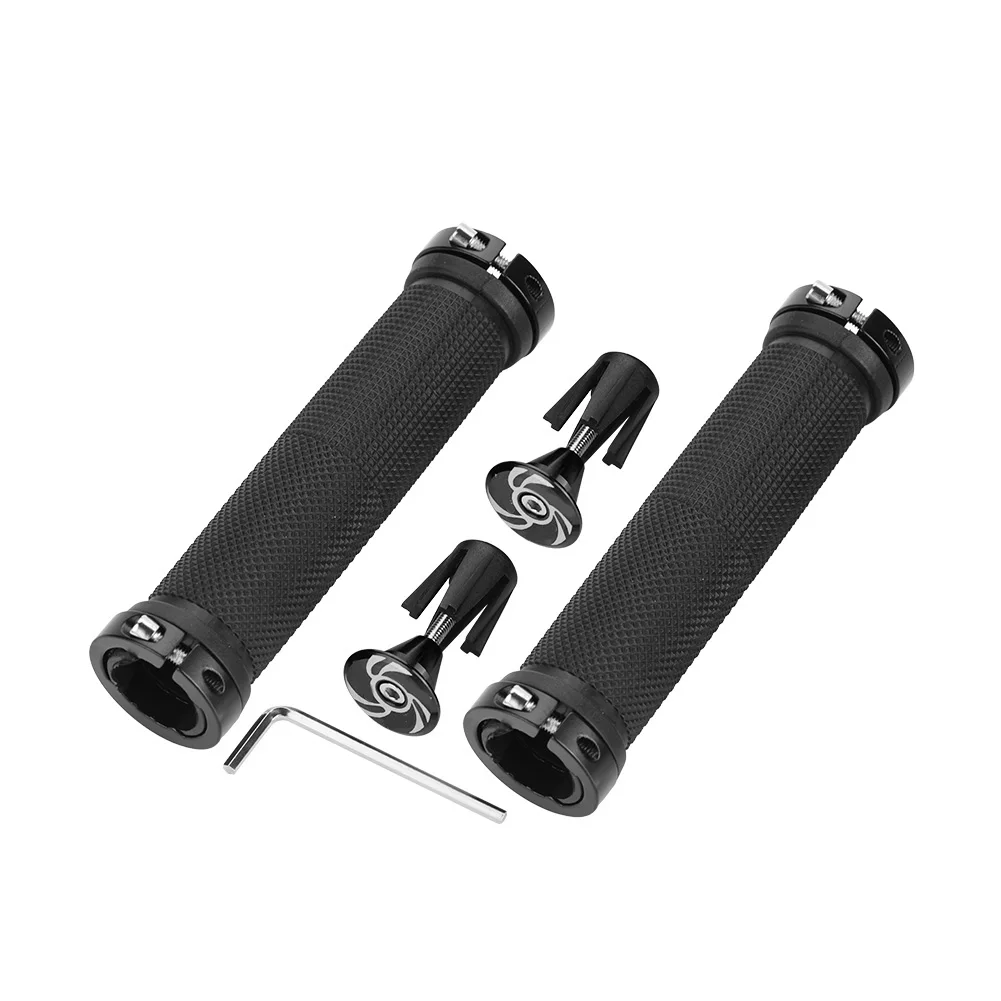 

1 Pair Cycling Handle Bar End Bike Bicycle Lock-On Handlebar Grips Accessory (Black)
