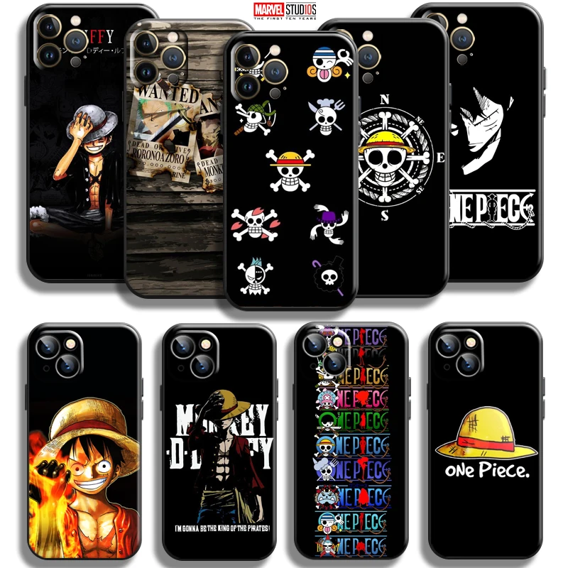 

One Piece Luffy Logo For Apple iPhone 13 12 11 Pro Mini X XR XS Max SE 5 5s 6 6S 7 8 Plus Phone Case Back Liquid Silicon Coque