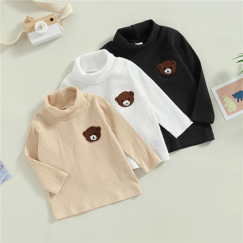 

Winter Spring Toddler Clothes Boys Girls Sweater Bear Embroidery Print Long Sleeve Pullover Knitwear Baby Clothing