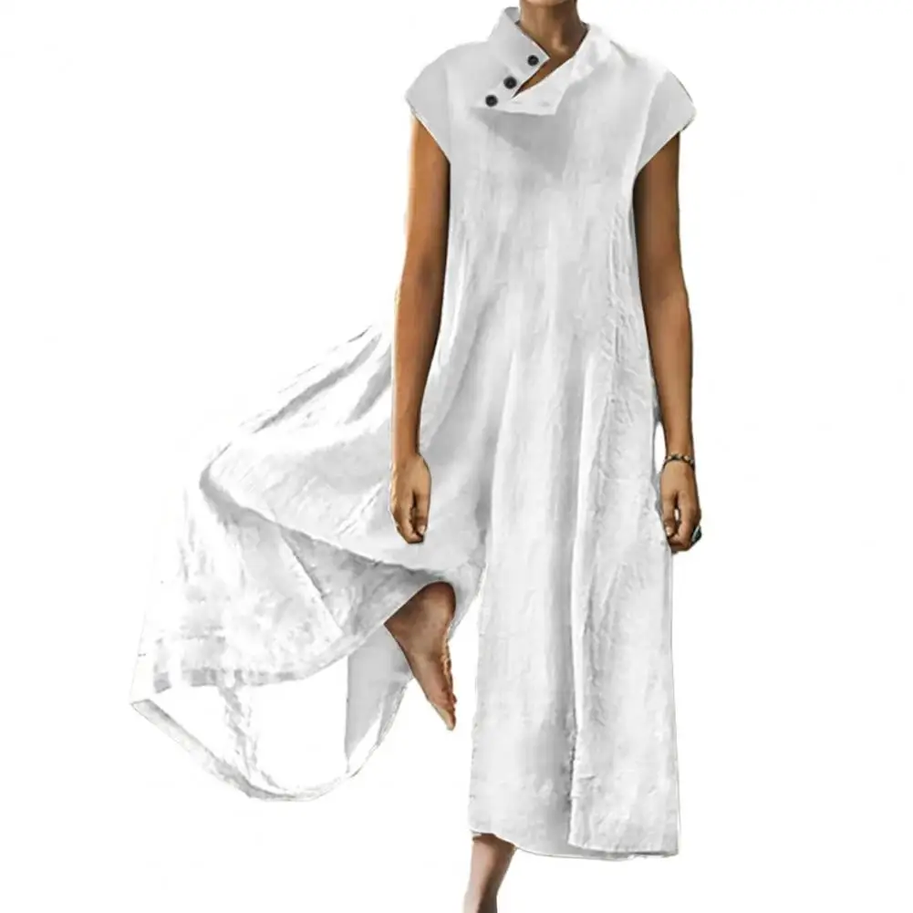 

Womenjumpsuit Short Sleeve Wide Leg Summer Jumpsuit Stylish Stand Collar Wide Leg Jumpsuit Breathable Soft Chic Summer for Women