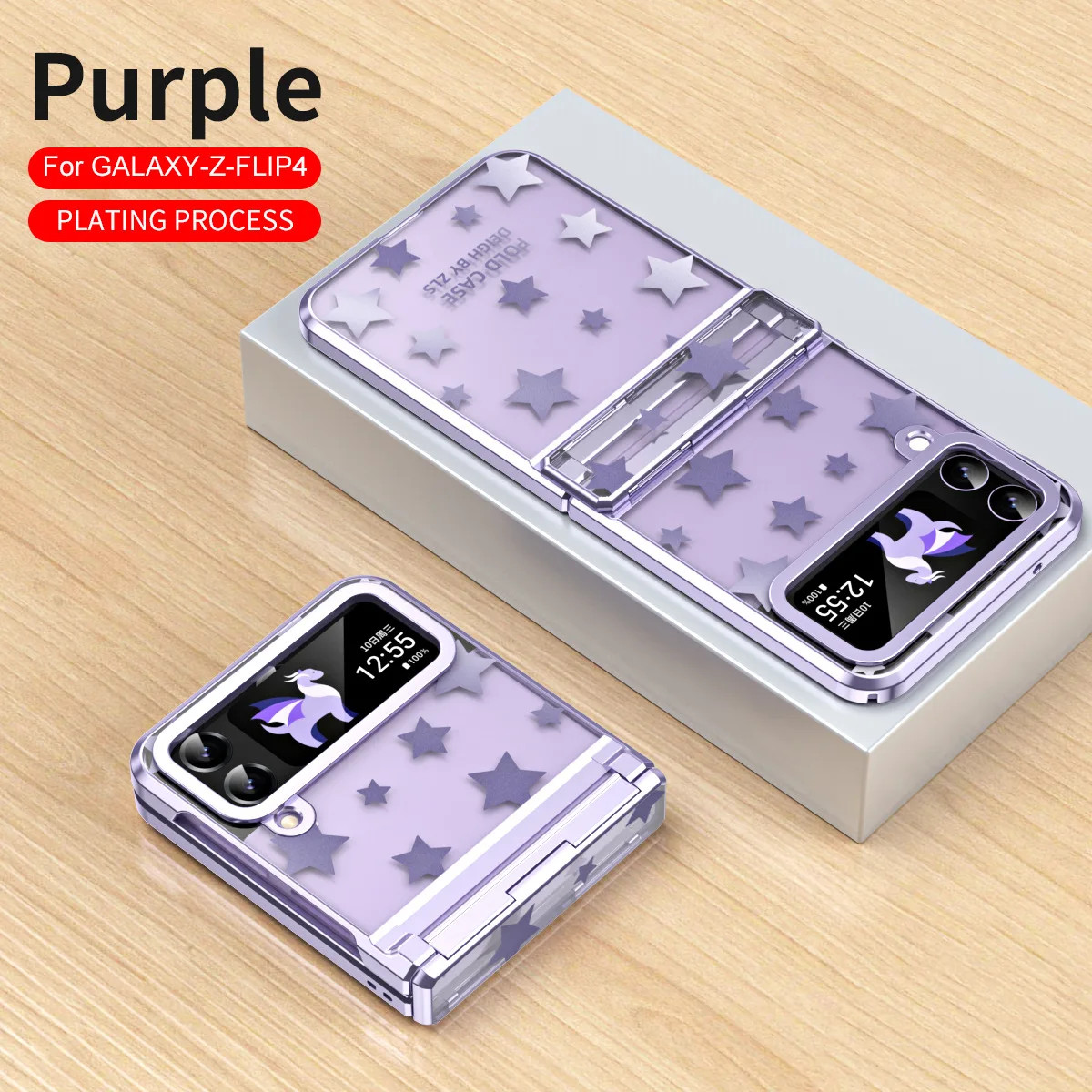 Чехол для телефона с гальваническим покрытием Mantian Star для Samsung Galaxy Z Flip 4 3 Flip4 Flip3 5G прозрачный защитный чехол с петлями