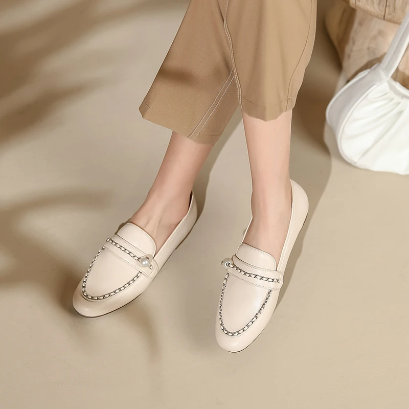 Мокасины женские из овечьей кожи дизайнерские туфли на плоской подошве без