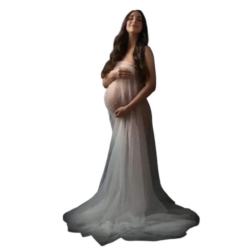 Сексуальные платья для беременных с бисером фотосессии тюлевое платье без