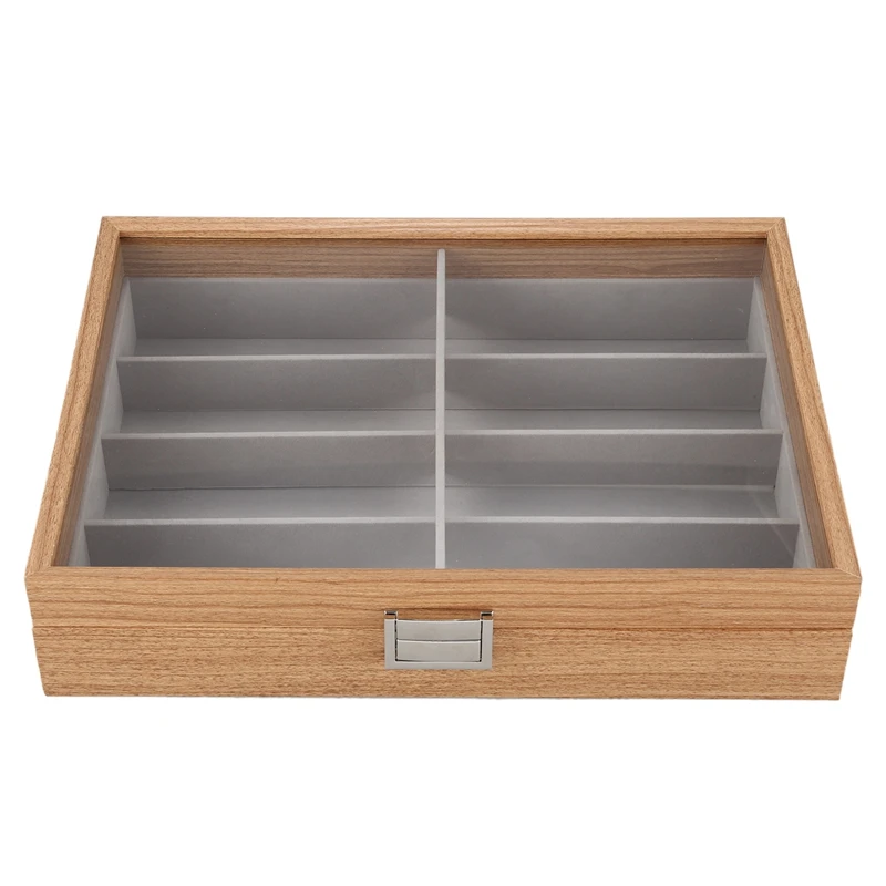 

NEW-Eyeglass Sunglass Storage Box Imitation Leather Glasses Display Case Storage Organizer Collector 8 Slot Black