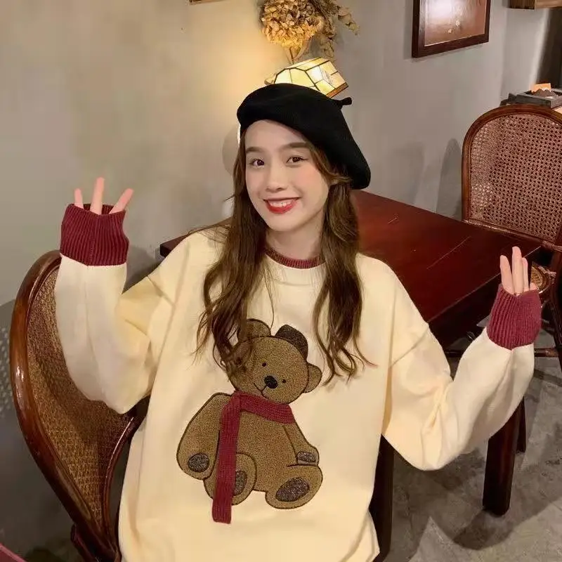 Новинка женский трикотажный свитер в японском стиле преппи контрастных цветов