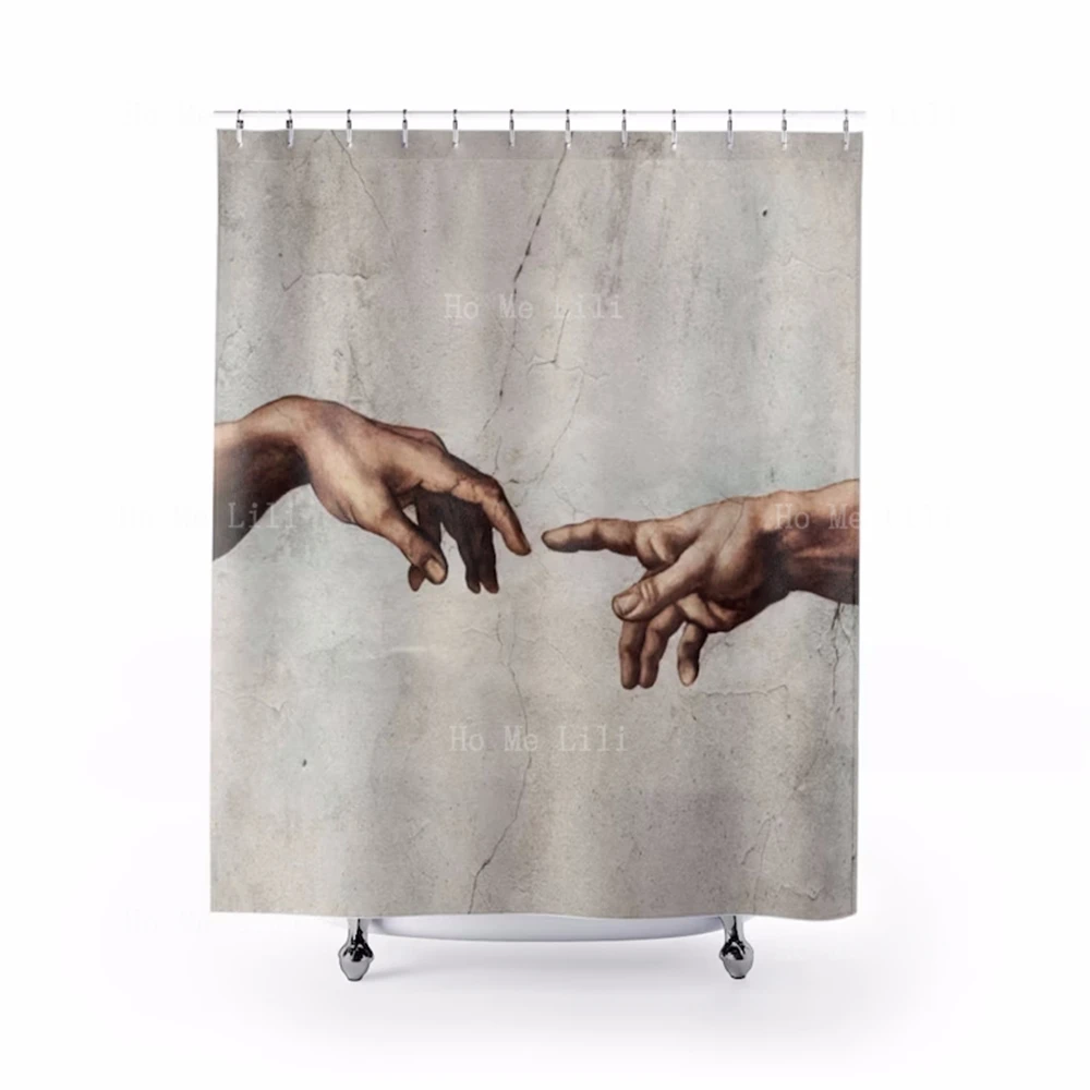

Hand Of God Shower Curtain Michelangelo Art, Vintage Decoration