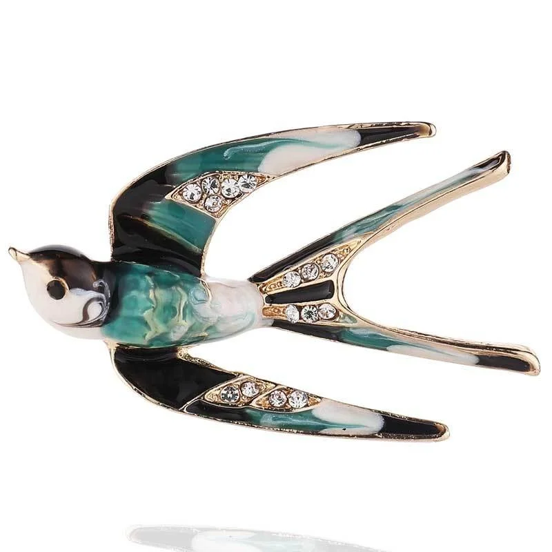 

High grade zinc Brooch inlaid Animal Brooch oil swallow Brooch
