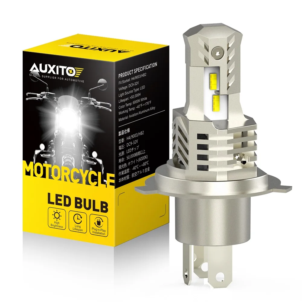 

Светодиодная лампа AUXITO H4 для мотоцикла, супер яркая белая лампа 12 В H4 9003 LED Canbus без ошибок для автомобиля, мотоцикла, лампа для мотоцикла