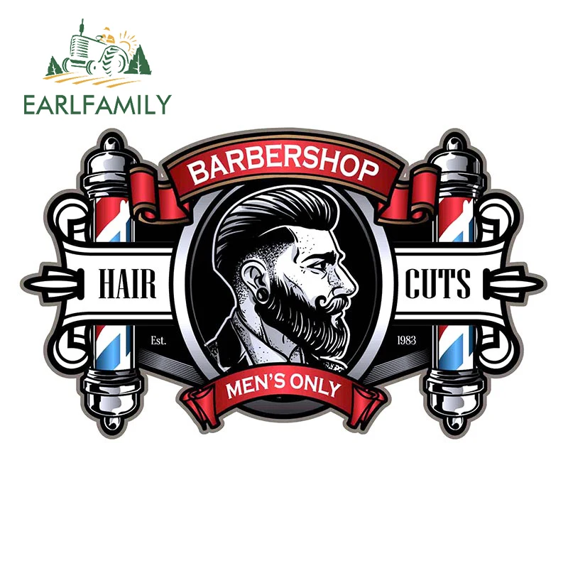 EARLFAMILY 13cm for Barber Shop Auto Decal DIY Occlusion Scratch Fashion Decals 3D Car Stickers Decoration Suitable VAN RV - купить по