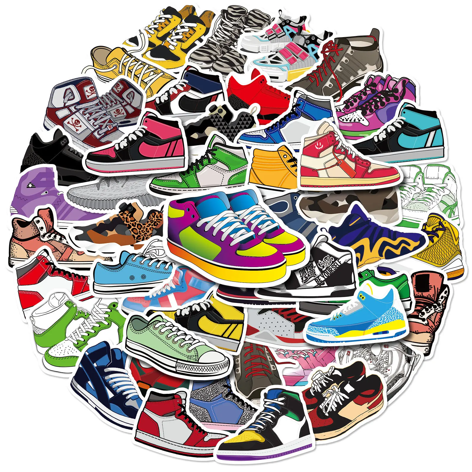 

50PCS New Trend Personality Tide Brand Sneaker Sneakers Basketball Sneakers Waterproof Strcker Luggage Phone Case Decoration