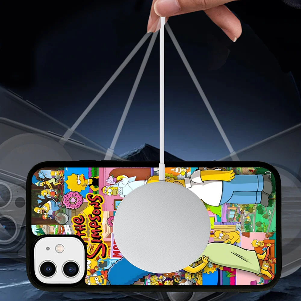 Cartoon Homer S-Simpson Phone Case Magnetic For IPhone 16 14 13 12 11 15 Pro Max Plus Magsafe Wireless Charge Cover